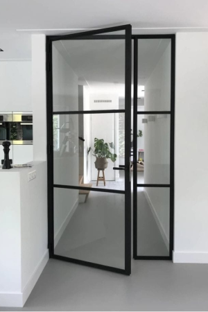 Ușă de interior B, negru, sticlă ESG și aluminiu